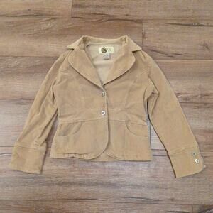 VTG EVA Women's Small Corduroy Blazer Jacket Tan Khaki USA Western Cowgirl